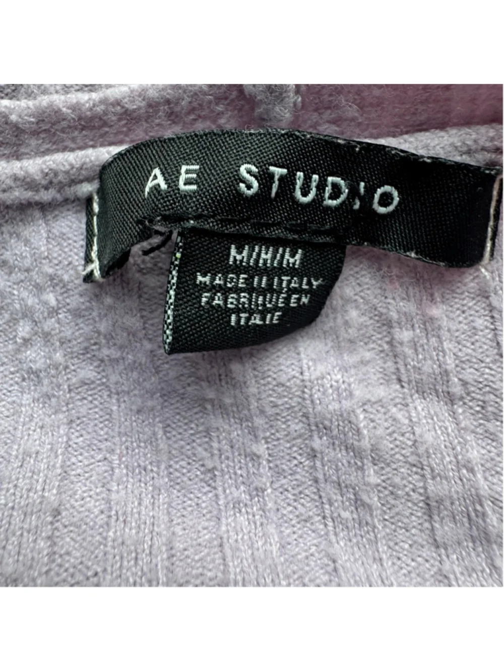 AE Studio Lavender Ribbed Button Front Crop Top Made in Italy Size Medium - Picture 8 of 9